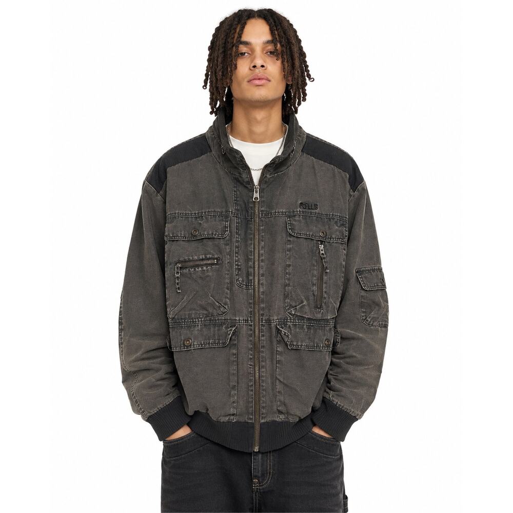 Y2K Rocawear R Plus Gray Utility Bomber Jacket 3XL Streetwear